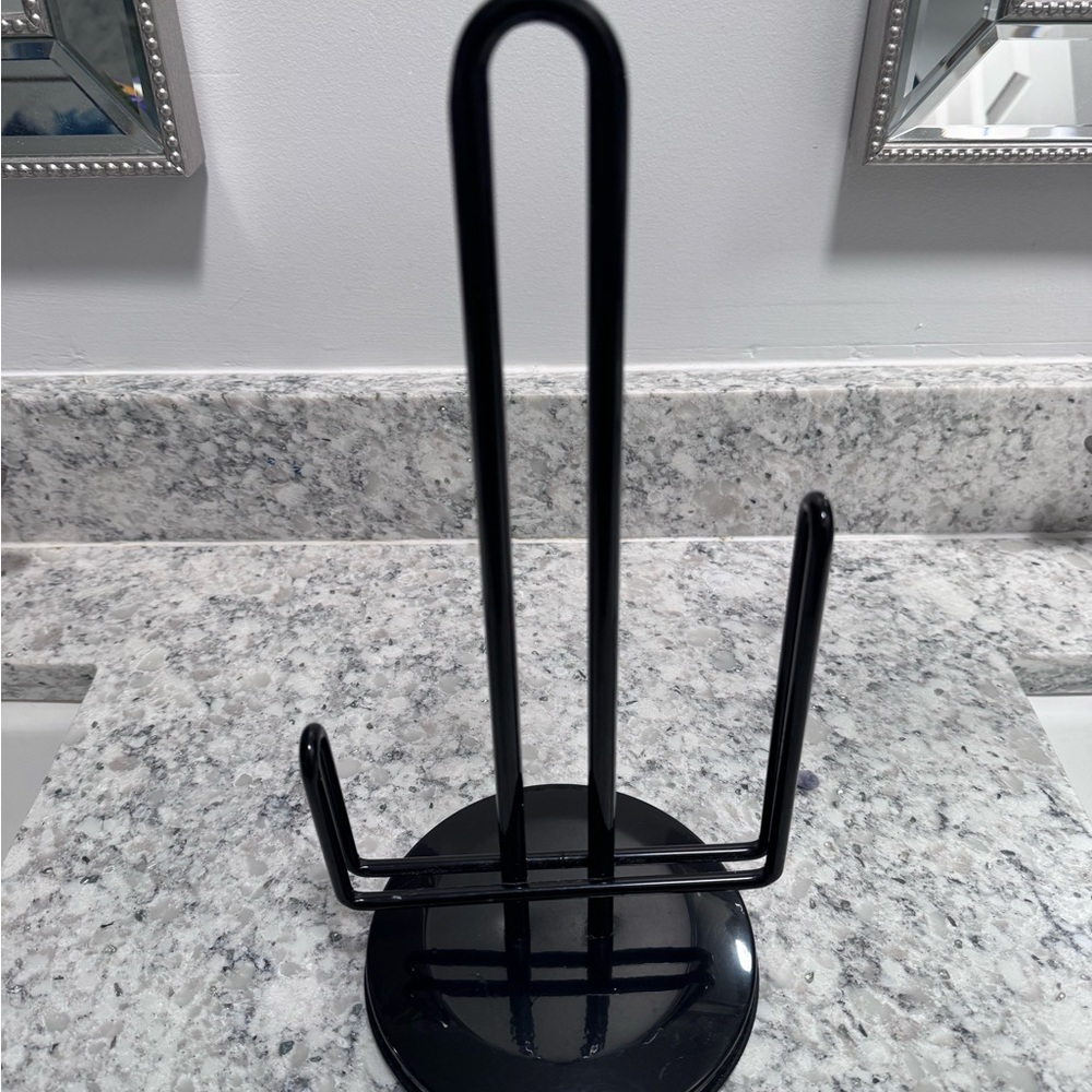 Ikea Black Metal Paper Towel Holder Weighted Base 13.5 Inches